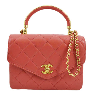 Pearl Street Bags Chanel Top Handle Quilted Leather Shoulder Bag Red