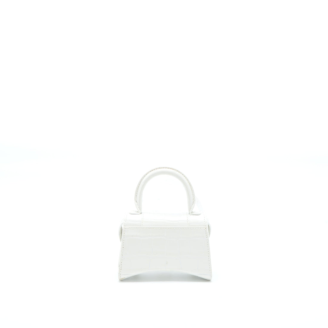 Balenciaga Mini Hourglass Bag Croc Embossed CalBNkin White SHW