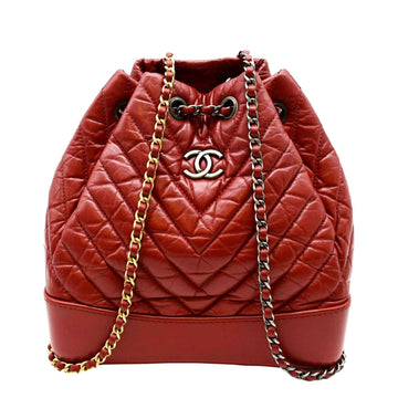 Pearl Street Bags Chanel Gabrielle Chevron Aged Calfskin Leather Backpack Bag Red