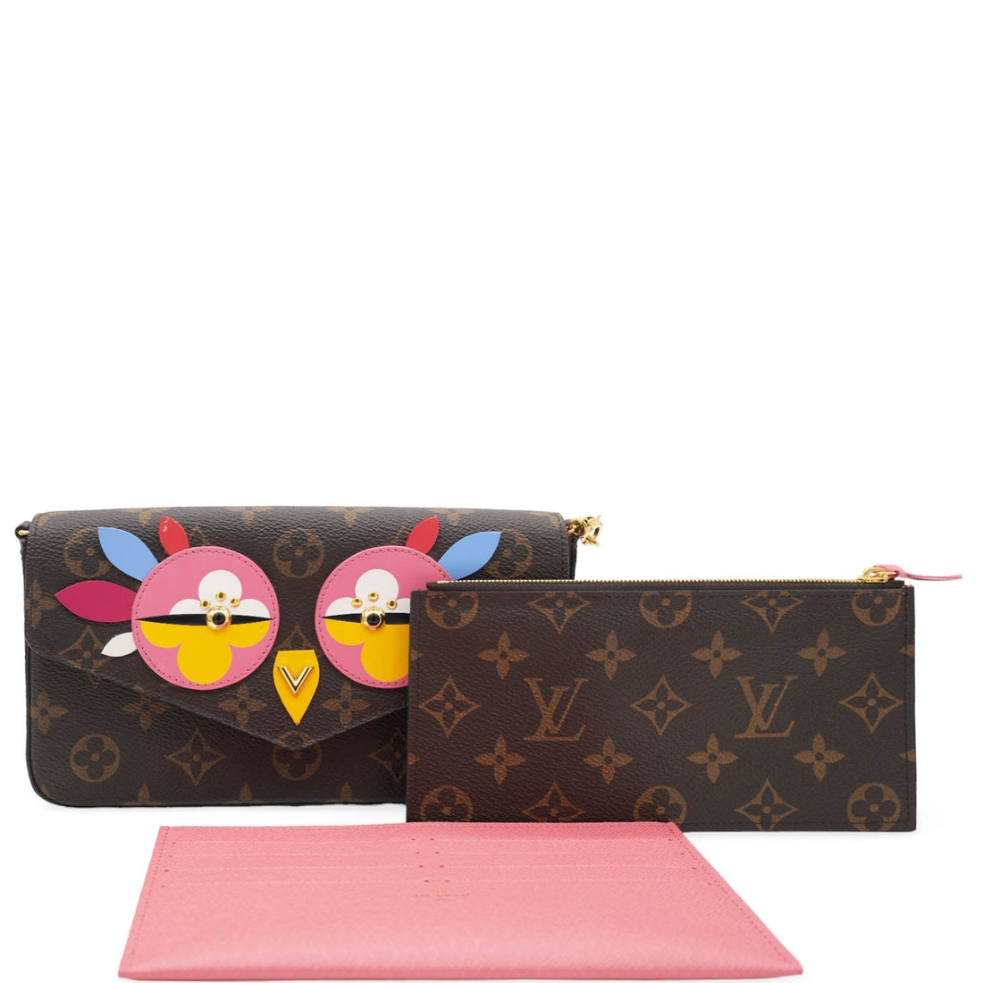 Louis-vuitton Monogram Canvas Lovely Birds Pochette Felicie Chain Wallet
