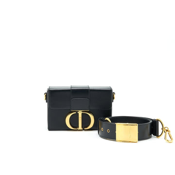 CHRISTIAN Top quality Dior 30 MONTAIGNE SMALL BOX BAG LEATHER BLACK