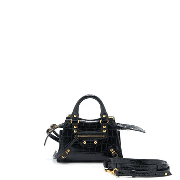 Balenciaga Nano Neo Classic City Bag Croc-Embossed CalBNkin Black GHW
