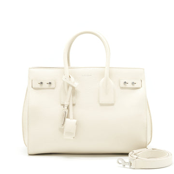 Saint Laurent (YSL) Sac De Jour Tote Bag CalBNkin White SHW