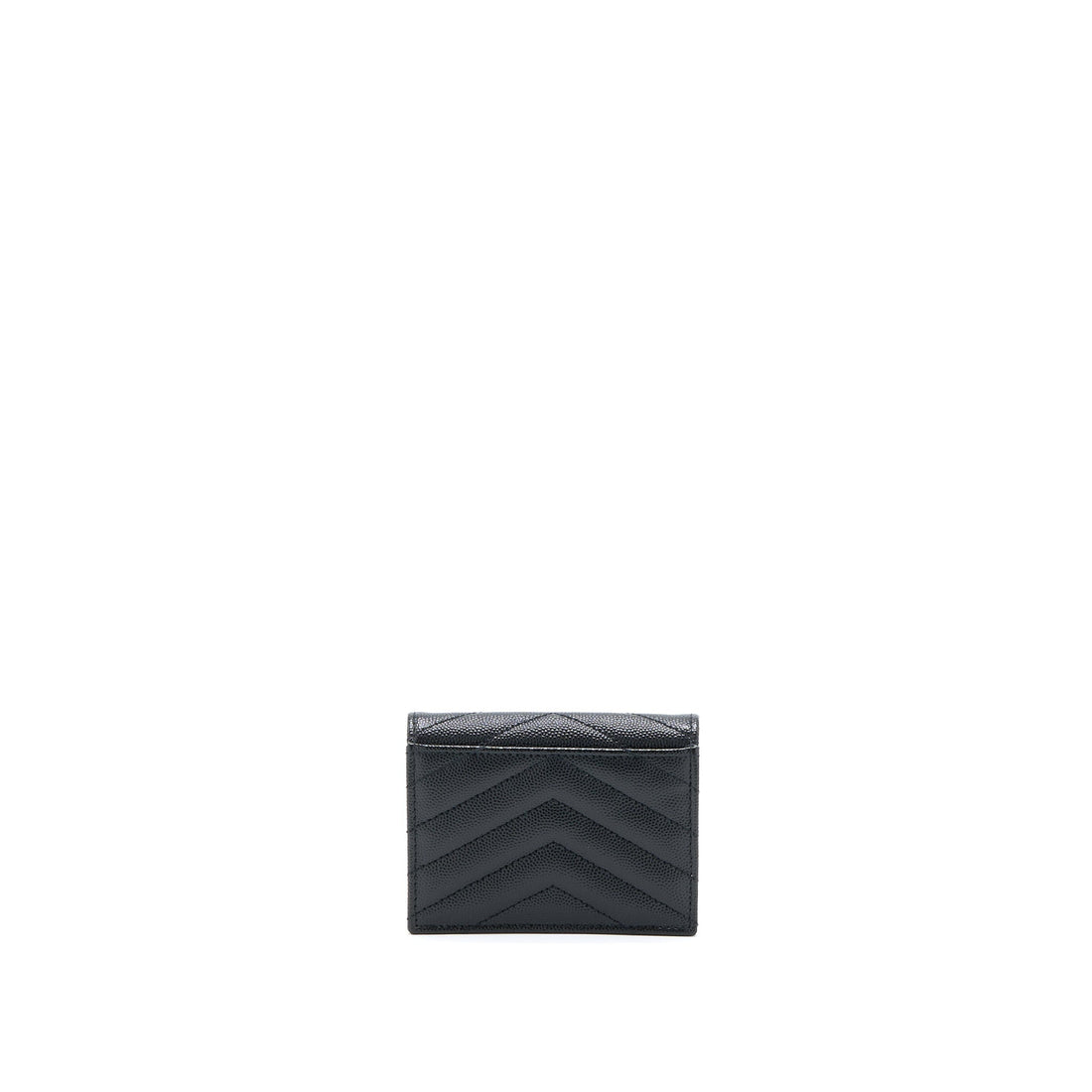Saint Laurent / YSL Pebbled Logo Plaque Cardholder Grained CalBNkin Black GHW