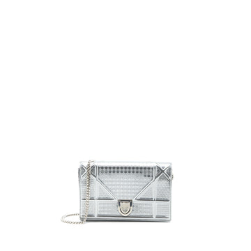 Top quality Dior Top quality Diorama Wallet On Chain Patent Metallic Silver