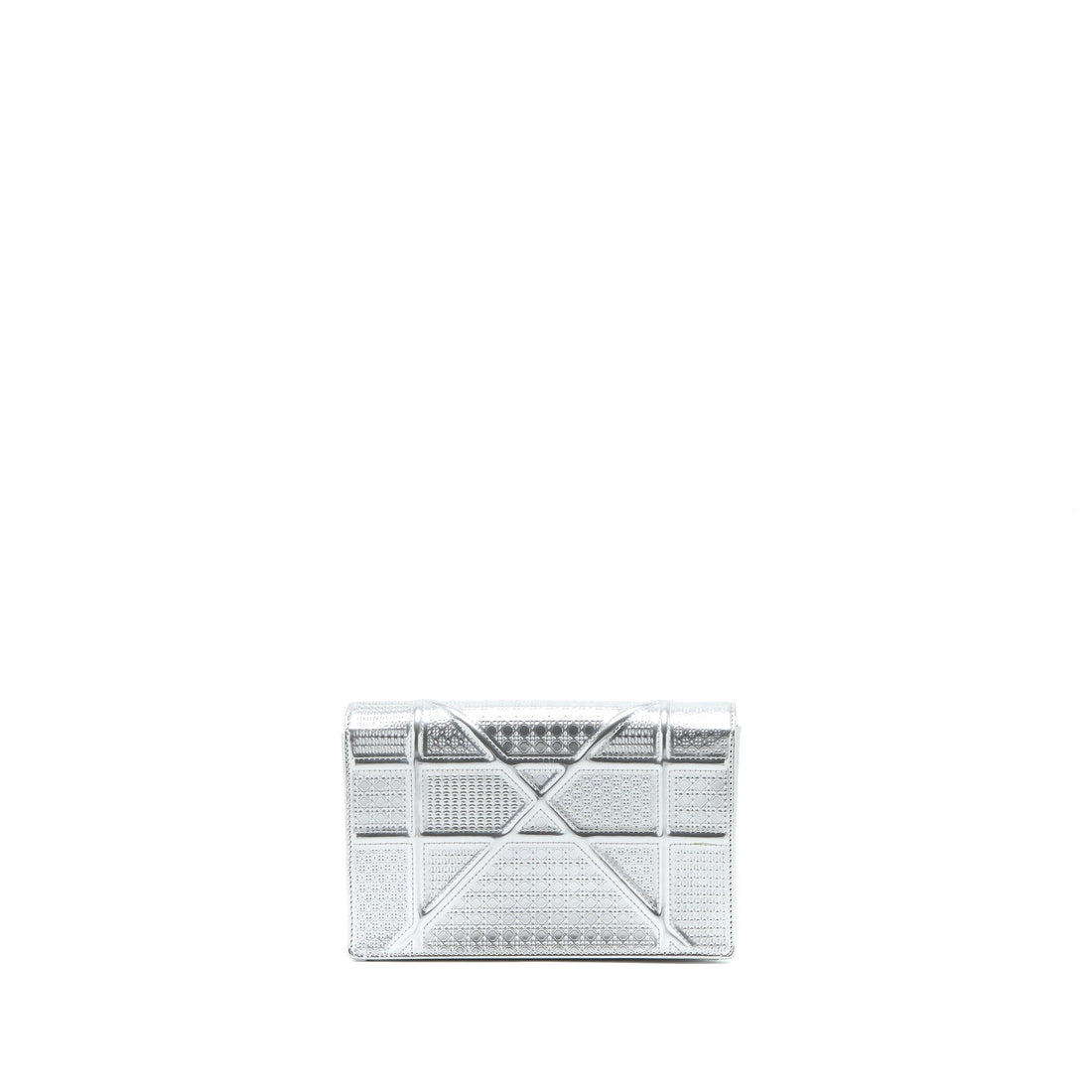 Top quality Dior Top quality Diorama Wallet On Chain Patent Metallic Silver