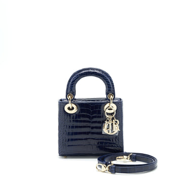 Christian Top quality Dior Mini Lady Top quality Dior Alligator Oil Blue