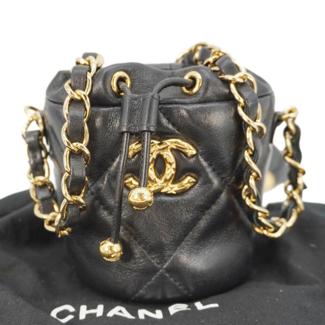 Pearl Street Bags Chanel Coco Mini Leather Bucket Shoulder Bag Black
