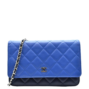 Pearl Street Bags Chanel WOC Quilted Leather Crossbody Tricolor Wallet Blue