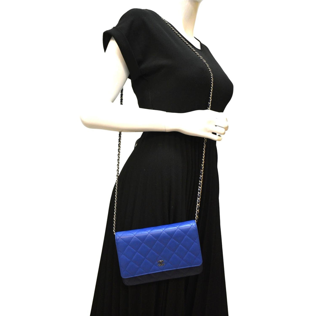 Pearl Street Bags Chanel WOC Quilted Leather Crossbody Tricolor Wallet Blue
