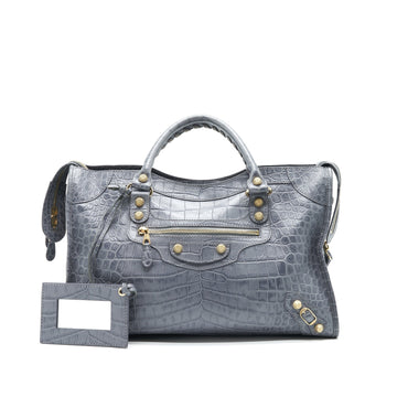 Balenciaga Medium Embossed CalBNkin Bag in Grey SHW