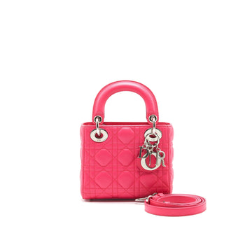 CHRISTIAN Top quality Dior MINI LADY Top quality Dior LAMBSKIN HOT PINK with