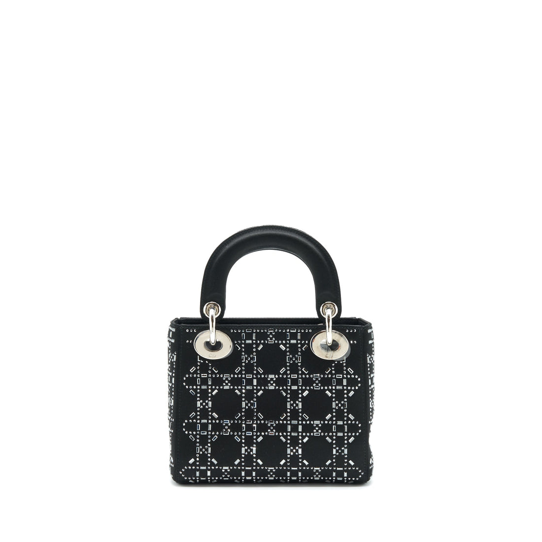 Top quality Dior Mini Lady Top quality Dior Satin Black With Crystal Black