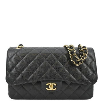 Pearl Street Bags Chanel Classic Jumbo Double Flap Quilted Caviar Leather Crossbody Bag Black
