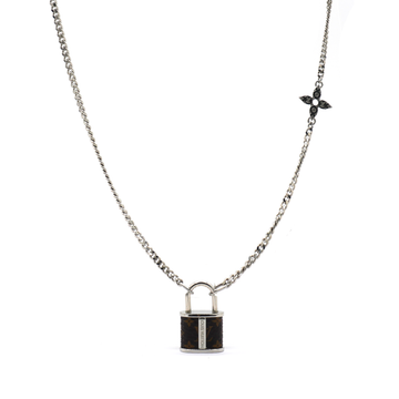 Louis-vuitton Monogram Lock Pendant Necklace Silver