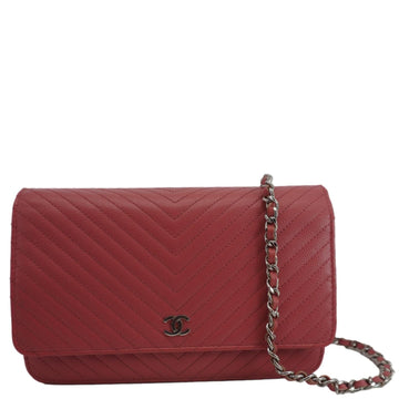Pearl Street Bags Chanel CC WOC Chevron Leather Wallet On Chain Crossbody Bag Pink