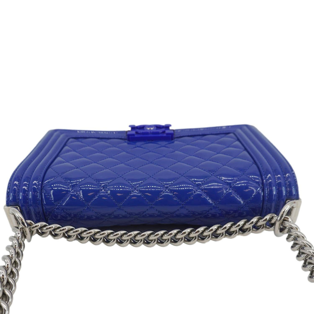 Pearl Street Bags Chanel Boy Flap Medium Plexiglass Patent Leather Crossbody Bag Blue