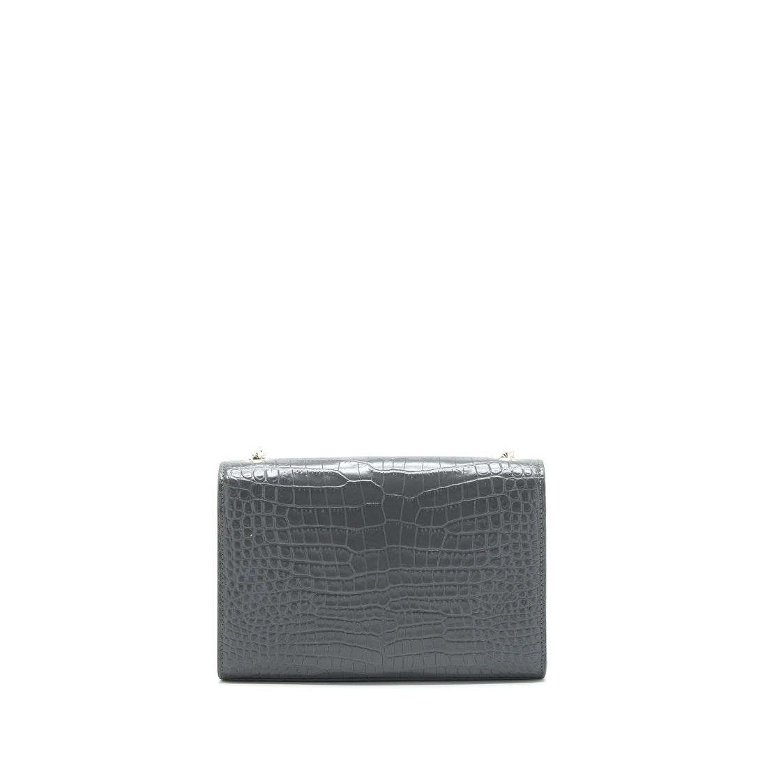 Saint Laurent Kate Tassel Croc Embossed CalBNkin Grey SHW