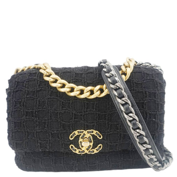 Pearl Street Bags Chanel 19 Flap Medium Tweed Shoulder Bag Black