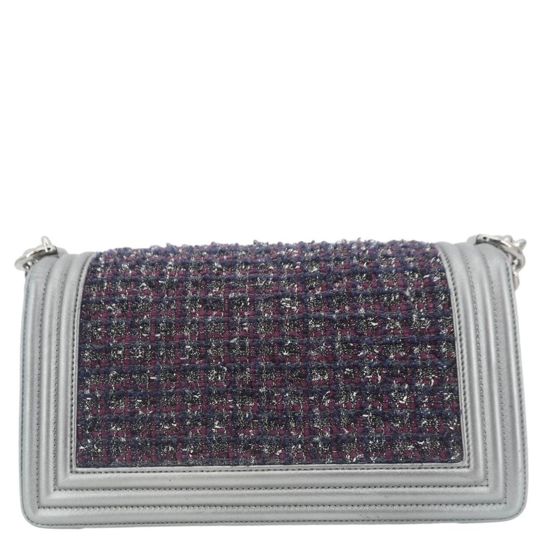 Pearl Street Bags Chanel Boy Flap Tweed Bag Shoulder Bag Silver