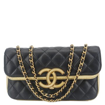 Pearl Street Bags Chanel CC Double Flap Quilted Leather Shoulder Bag Black