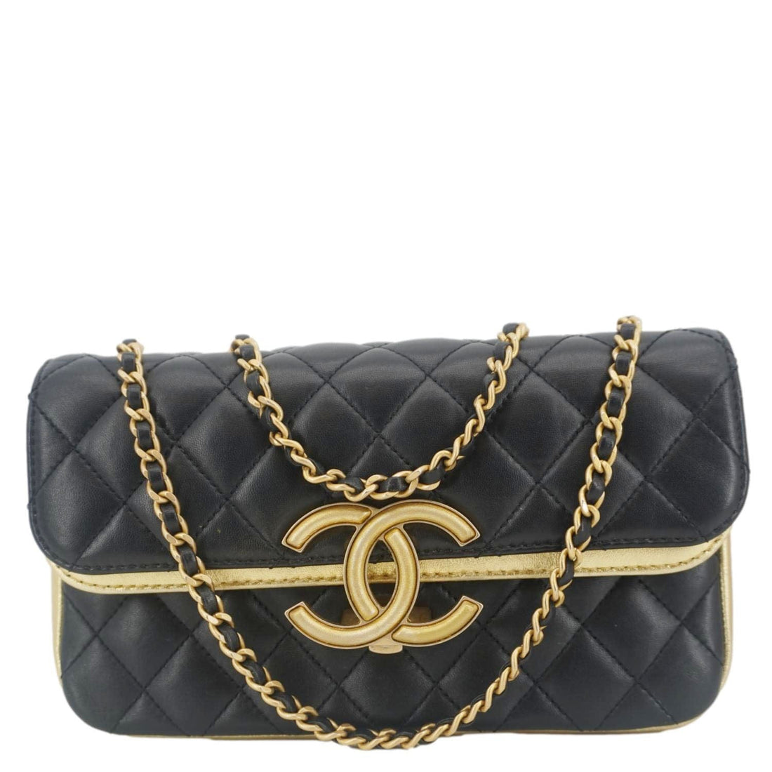 Pearl Street Bags Chanel CC Double Flap Quilted Leather Shoulder Bag Black