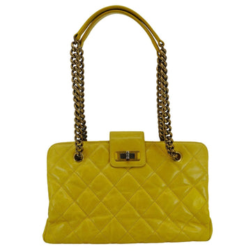 Pearl Street Bags Chanel Reissue Glazed Quilted Leather Tote Shoulder Bag Yellow