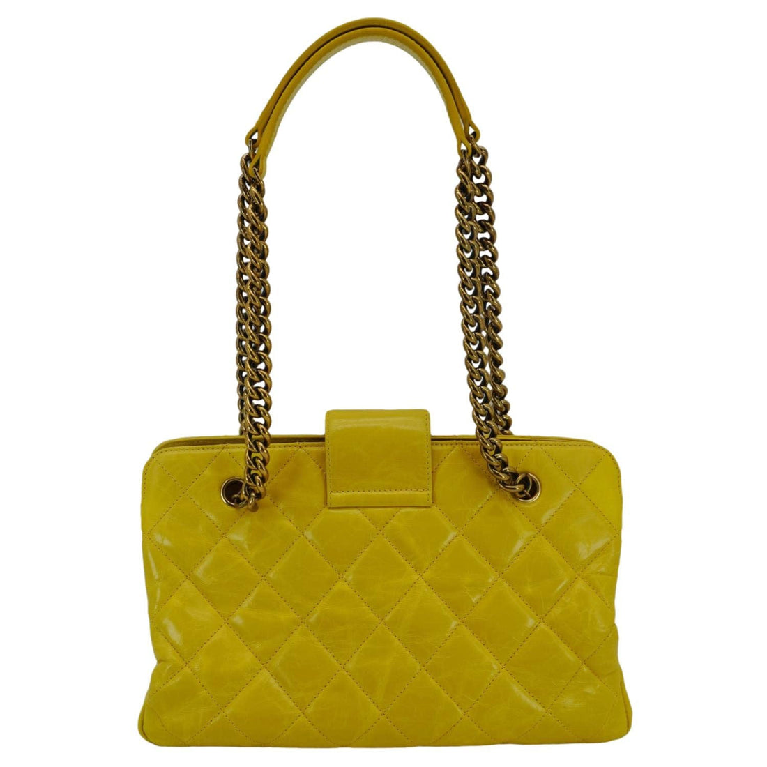 Pearl Street Bags Chanel Reissue Glazed Quilted Leather Tote Shoulder Bag Yellow