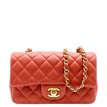 Pearl Street Bags Chanel Mini Rectangular Flap Quilted Leather Crossbody Bag Red