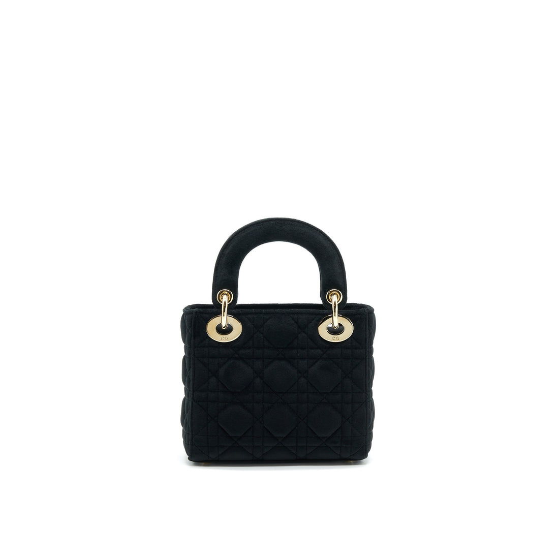 Christian Top quality Dior Mini Lady Top quality Dior in Velvet Black with Light Gold Hardware and white crystal