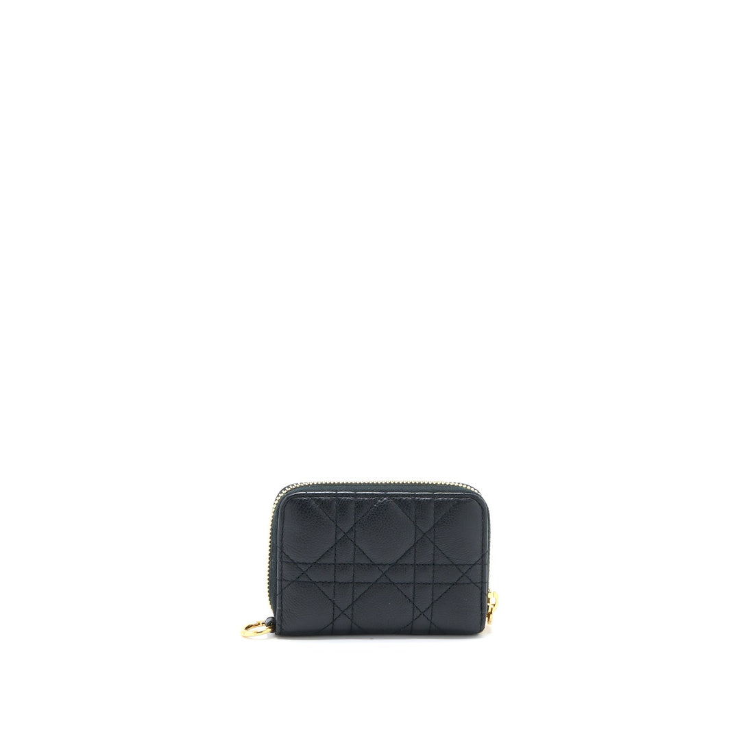 Top quality Dior Caro Detachable Card Holder Cannage Supple Calfskin Black