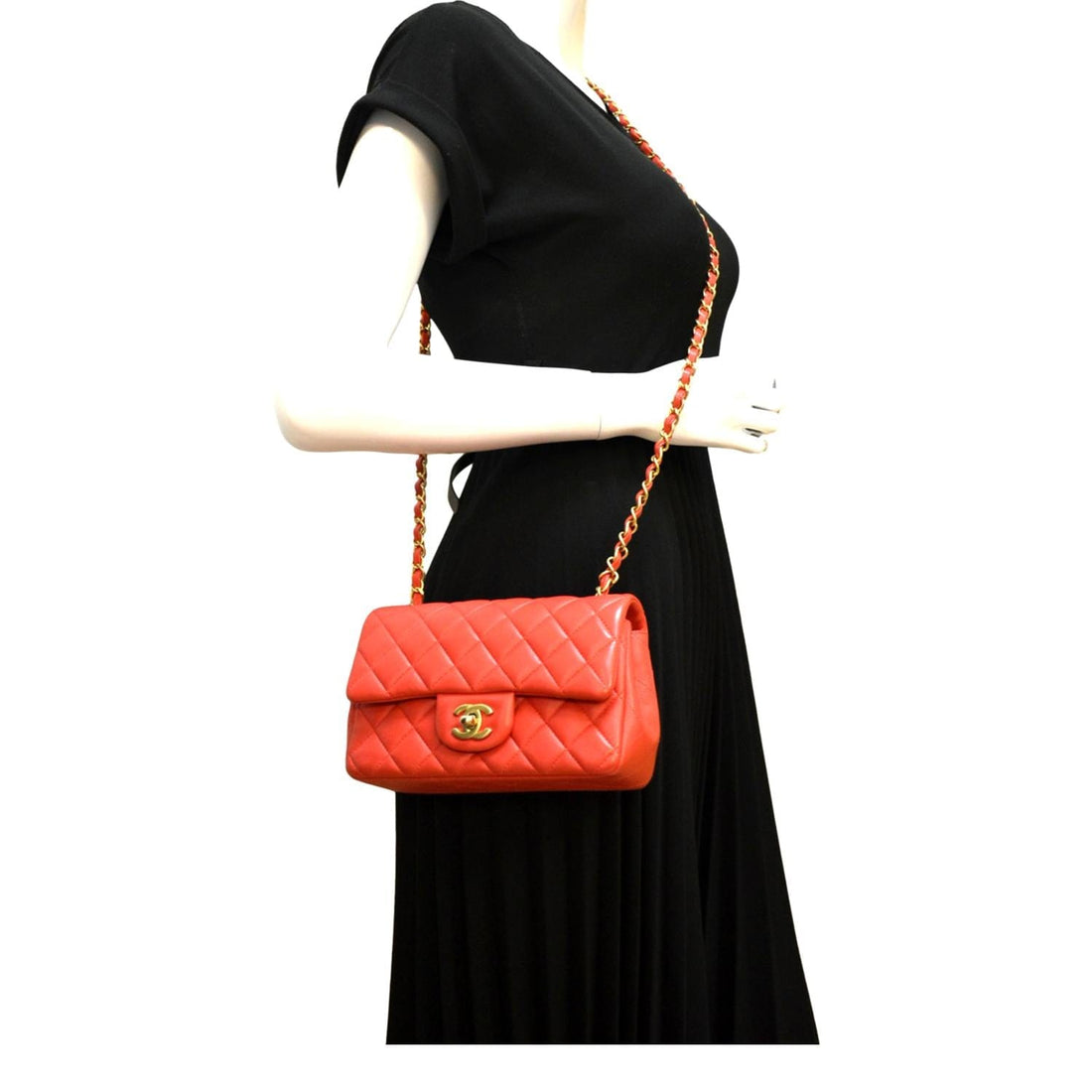 Pearl Street Bags Chanel Mini Rectangular Flap Quilted Leather Crossbody Bag Red