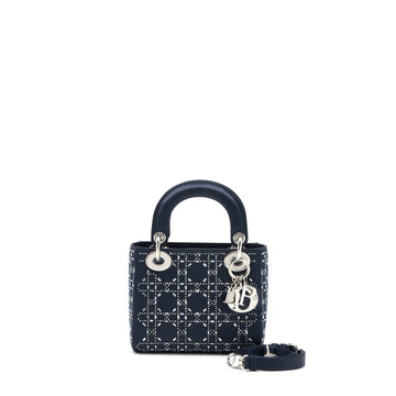 Top quality Dior Mini Lady Top quality Dior Stain Crystal Cannage Dark Blue
