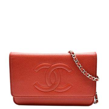 Pearl Street Bags Chanel Timeless WOC Caviar Leather Wallet on Chain Shoulder Bag Red
