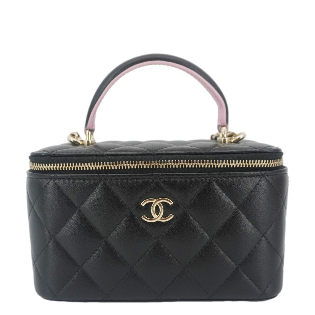 Pearl Street Bags Chanel Vanity Case Quilted Leather Top Handle Crossbody Bag Black