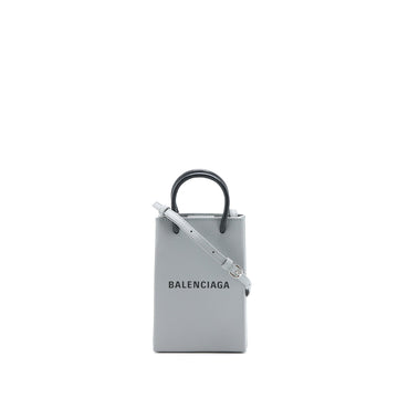 Balenciaga Mini Shopping Phone Pouch Grey SHW