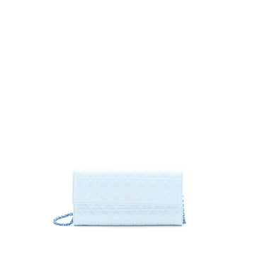 Top quality Dior Flap Wallet with Chain Patent Light Blue with Blue Hardware