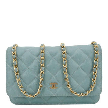 CHANEL Wallet On Chain Quilted Togo/epsom/caviar/clemence/callfskin/cowhide/lambskin Leather Crossbody Bag Sea Green