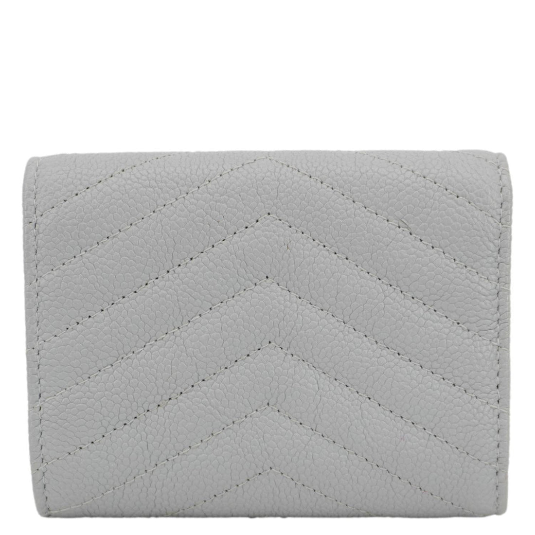 Chanel Envelope Flap Chevron Caviar Leather Compact Wallet Grey