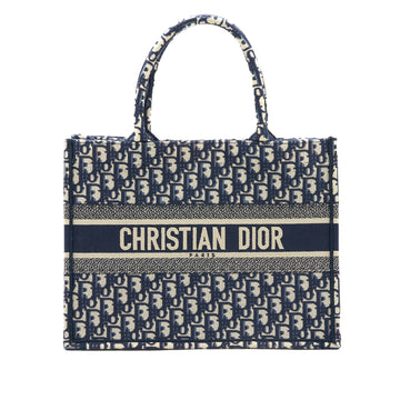 Top quality Dior Medium Book Tote Blue Oblique Embroidery