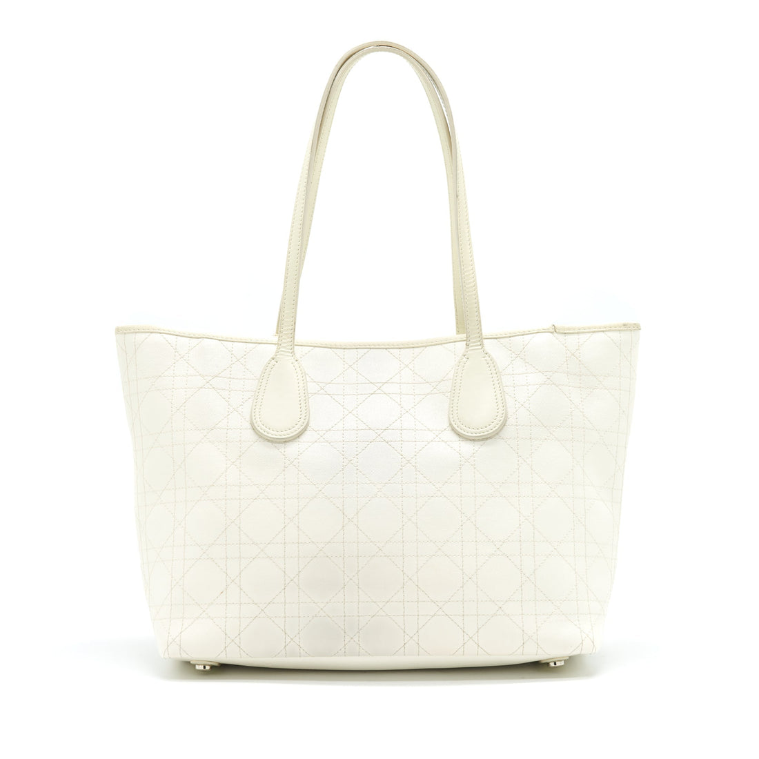 Christian Top quality Dior Canvas and Leather Tote Bag in Creamy White