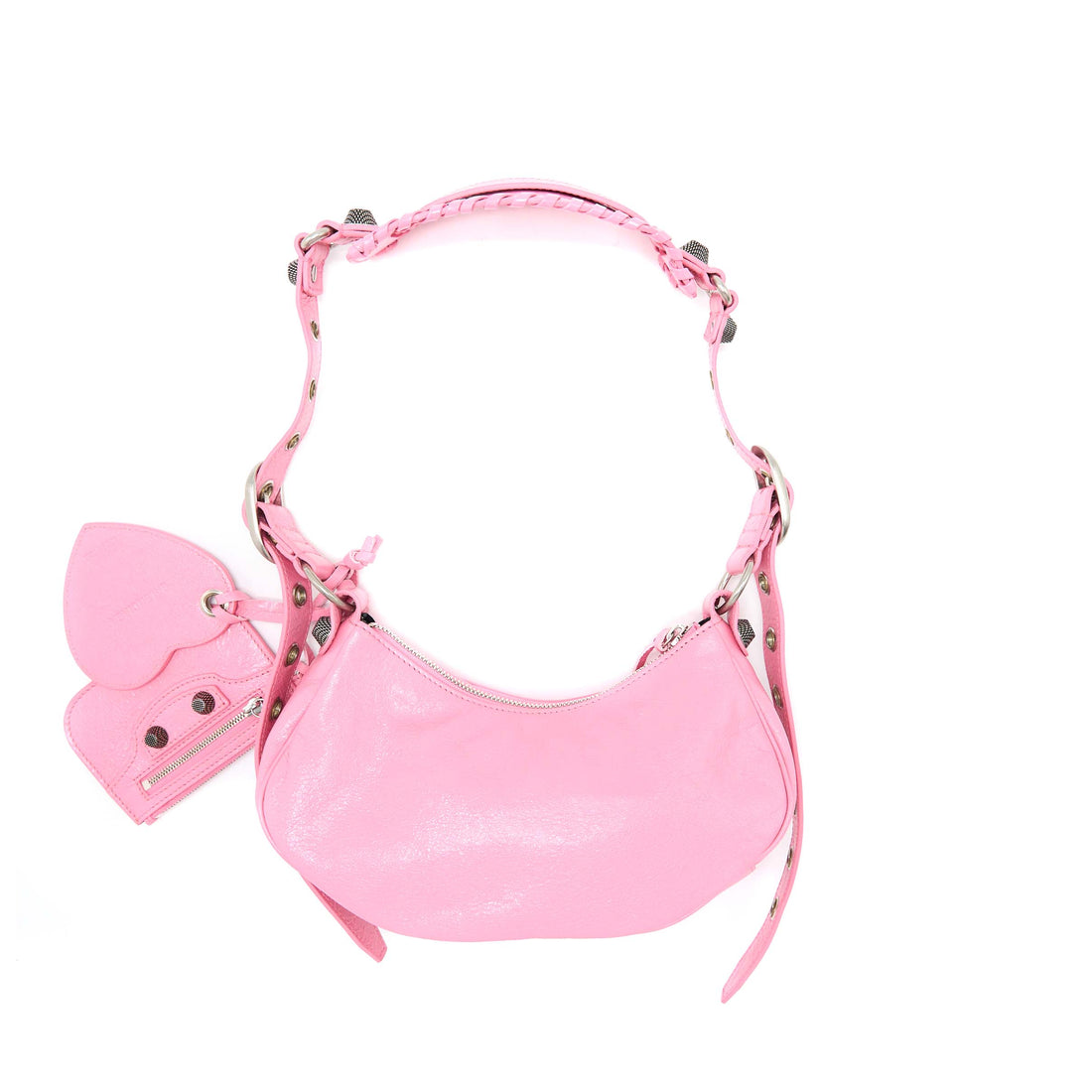 Balenciaga Le Cagole XS Shoulder Bag CalBNkin Pink Aged-Silver Hardware