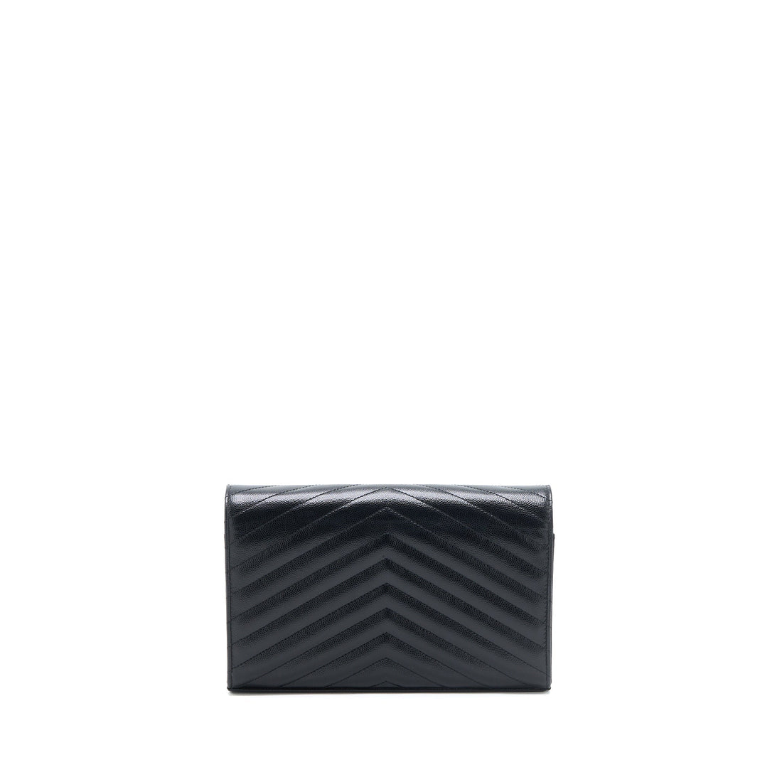 Saint Laurent/YSL Envelop Chain Wallet Grained CalBNkin Black SHW