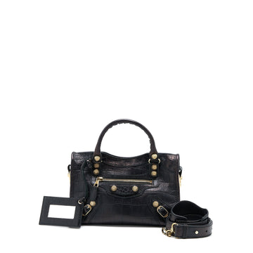 Balenciaga Mini City Croc-Embossed CalBNkin Black GHW