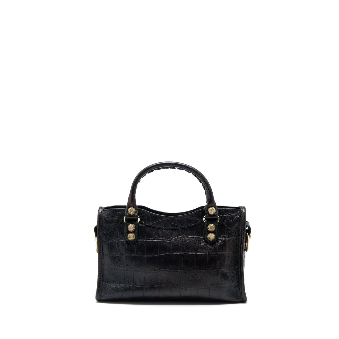 Balenciaga Mini City Croc-Embossed CalBNkin Black GHW