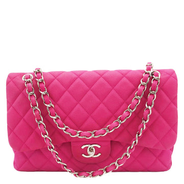 Pearl Street Bags Chanel Jumbo Classic Double Flap Quilted Caviar Leather Shoulder Bag Pink
