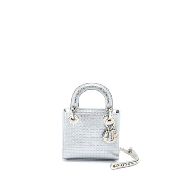 Top quality Dior Mini Lady Top quality Dior Patent Metallic Silver