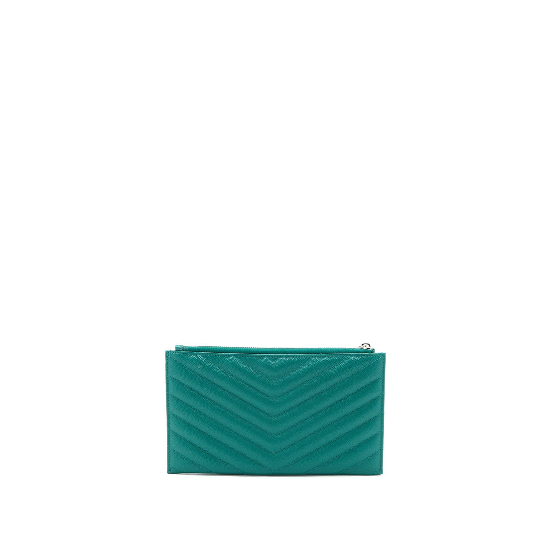 Saint Laurent Cassandra Matelasse Zipped Pouch Grained CalBNkin Green SHW