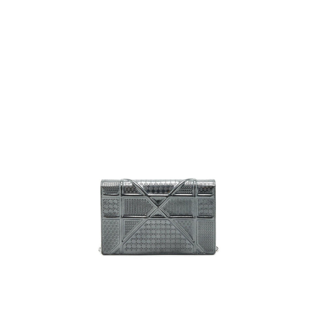 CHRISTIAN Top quality Dior Top quality DiorAMA WALLET ON CHAIN  METALLIC BLACK