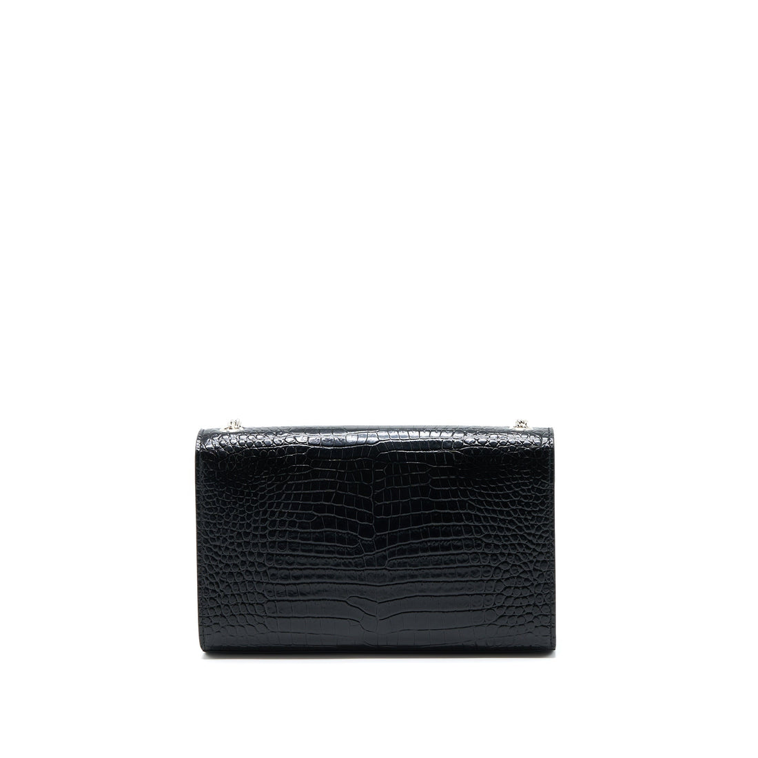 Saint Laurent Kate with Tassel Chain Bag Croc Embossed CalBNkin Black SHW